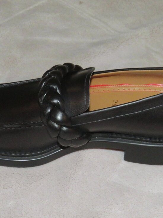 Christian Louboutin Urbino Moc Braid Black Leather Loafers 8.5 NWB